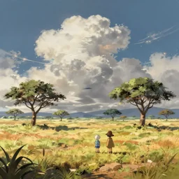 a wholesome animation key shot of a cute empty africa landscape, studio ghibli, pixar and disney animation, sharp, rendered in gouache painting, anime key art by greg rutkowski, bloom, dramatic, dynamic lighting