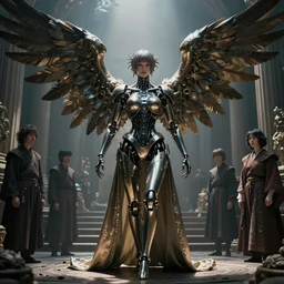 still frame from Prometheus movie by Makoto Aida, biomechanical angel gynoid, metal couture by neri oxmn and Guo pei, editorial by Malczewski and by Caravaggio, story by Hisashi Tenmyouya by Fuyuko Matsui by Makoto Aida by Yasunari Ikenaga by Takato Yamamoto
