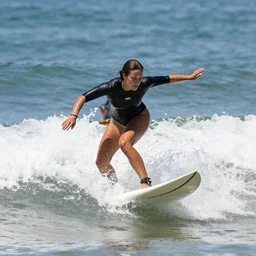 woman surfing over popcorn