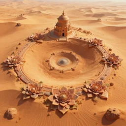 A beautiful digital illustration painting of a recursive floral portal in ancient desert on harsh exoplanet Gliese 531c, 8k resolution deviantart, trending on Artstation, concept art digital illustration, HDR