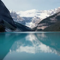 still taken from 1937 film of Lake Louise in Banff National park, 4k
