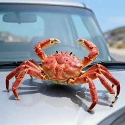 giant crab attacking a california drive in, in 2 0 1 2, bathed in the the glow of the sunset, low - light photograph, in style of ansel adams