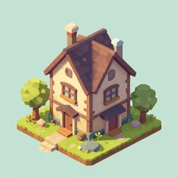 a beautiful illustration of an isometric stylized house, screenshot from Portia, featured on artstation