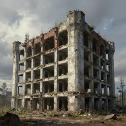 a beautiful very detailed rendering of abandoned building unfinished building stronghold urbex industrial architecture by thomas kinkade, dramatic lighting crystal, archdaily, wallpaper, highly detailed, trending on artstation.