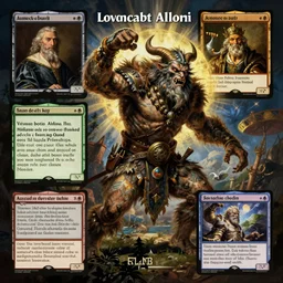 an overdetailed ( lovecraftian ) humanoid! creature barbarian approaching, action pose, fantasy art painted by alessandro allori, james jean and rene magritte ( rpg reference sheet ), style of magic the gathering, high contrast!, vibrant colors, matte