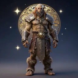 full body view portrait, orc barbarian, abstract stars and night background, ornate alphonse mucha, rhads, ross tran, artstation, artgerm, octane render, 1 6 k