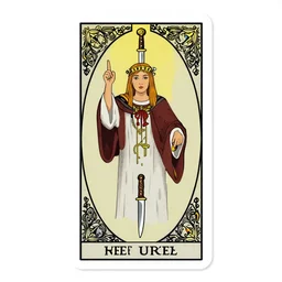 an occult tarot card, the magus with a beautiful face, rule of thirds, pointing up and pointing down, knives, clever design, oval ornate modern graphic design border, minimal, flat colors, tarot card, by hannah hoch and jesse treece and christian jackson and josh brill