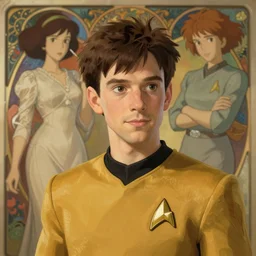 cute star trek officer tom daley, natural lighting, path traced, highly detailed, high quality, digital painting, by don bluth and ross tran and studio ghibli and alphonse mucha, artgerm