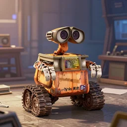 “Wall-E writing the Old Testament, Pixar, by Ross Tran, 4K, trending on ArtStation, unreal engine, high resolution”