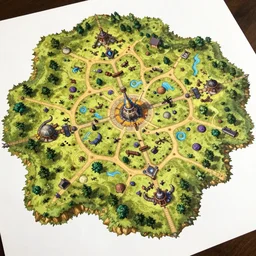 rpg map printed on paper seen from above, fantasy game, highly detailed, illustration, fantasy art, in the style of greg rutkowski, epic, fantasy, intricate, hyper detailed, artstation, concept art, smooth, sharp focus, ray tracing