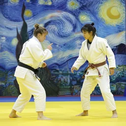 “ two woman jujitsu, vincent can gogh ”