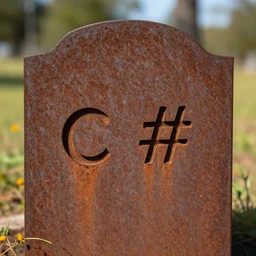 a rusty steel grave with the text c #