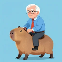Bernie Sanders riding a capybara anime