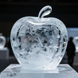 an ice sculpture of an apple, 8 k