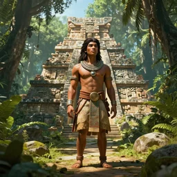 turok 64 in a ancient mayan jungle, high quality CG render, 4K
