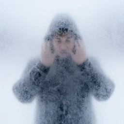 A creature occluded by a slightly transparent frosted icesheet