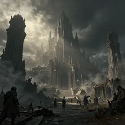 a beautiful hyper realistic detailed matte painting of the war in the sacred city, horror, dark mood, dramatic lighting, dynamic lighting, cinematic lighting, lit by morning light, by finnian macmanus and jessica rossier, unreal engine, featured on artstation, ultrawide angle, f 8