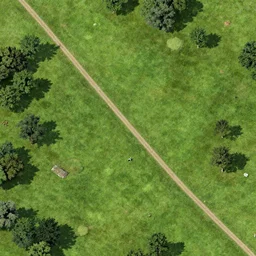 isometric, miniature photography closeup, h0, 1:87, Meadow, pathes, google earth, highly detailed, satellite image, game map, casual game, anno 1602, landscape