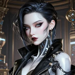 closeup portrait of an absurdly beautiful, graceful, sophisticated, fashionable cyberpunk mechanoid gravure idol, an ultrafine hyperdetailed illustration by irakli nadar, matt wisniewski style, fashion photography, intricate linework, porcelain skin, unreal engine 5 highly rendered, global illumination, radiant light, detailed and intricate environment