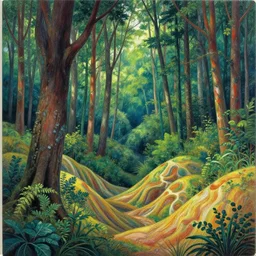 ( ( ( ( ( beautiful deep forests with geological stripes ) ) ) ) ) by mœbius!!!!!!!!!!!!!!!!!!!!!!!!!!!, overdetailed art, colorful, record jacket