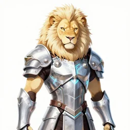 albino lion army general with neon cybertech roman armor, fursona, anthro, anime key visual, detailed armor, makoto shinkai, portrait