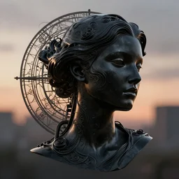 epic sketch, digital abstract sculpt of beautiful female face body and black swirling latex acrylic portrait, black latex sculpt, minimalism, mechanical superstructure, sacred geometry, 8 k, cinematic, magic hour, beautiful light, sculpture of carving marble, dark colors, filigree ornaments, one point light, clockwork, epic matte painting, concept art, bokeh, digital painting