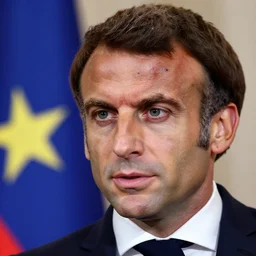 Emmanuel Macron with scabs on the face, scabs, crust