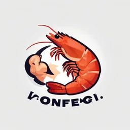 shrimp company logo. modern vector art. muscles. strong.