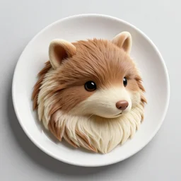 a plate of hair and fur shaped into food