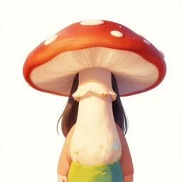 wide angle, a girl with mushroom as a head, vibrant colours, in a style of gashi - gashi, r - mk, urban - centre, re - sublimity - kun, sharp focus, digital painting