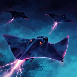 electric rays, epic retrowave art, trending on art station