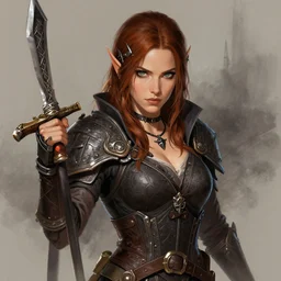 yoji shinkawa drawing of kate beckinsale as dnd thief, baldurs gate portrait