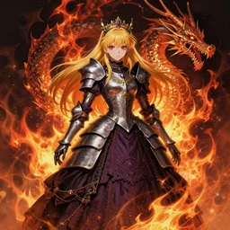 gothic princess girl in dragon armor, victorian dress, misa amane, battle angel alita. by rembrandt 1 6 6 7, illustration, by konstantin razumov, vibrant colors, fractal flame
