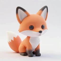 fox, clay emoji, a close up of a toy animal on a white surface, a 3 d render by puru, polycount contest winner, rendered in maya, physically based rendering, made of rubber