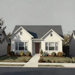 Minimalism painting of a beautiful suburban house
