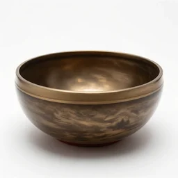 sleek singing bowl, professional product shot, isolated on a pure white background, centered, entire object in frame, sharp focus, soft studio lighting