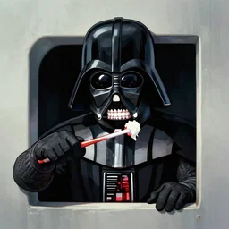 darth vader brushing his teeth through the vent