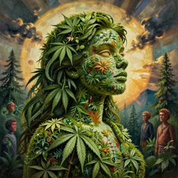 mother nature made out of Cannabis painting by aaron brooks, chris dyer, android jones, and alex grey