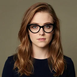 a portrait of female asa Butterfield mixed with pam beesly wearing cat-eye glasses by carl bloch
