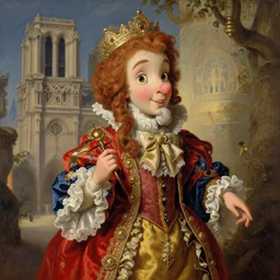 baroque rococo painting Royal Fancy Quasimodo Disney  Greg Hildebrandt Lisa Frank high detail cute whimsical hunchback of Notre Dame