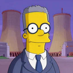 close up sci - fi waylon smithers simpsons, glowering over a nuclear power plant, old gray haired smithers, glasses and a suit, yellow skin, centered, digital painting, smooth, sharp focus, illustration, artgerm, tomasz alen kopera, peter mohrbacher, donato giancola, joseph christian leyendecker, wlop, frank frazetta