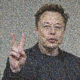 elon musk holding up two fingers peace sign hand gesture