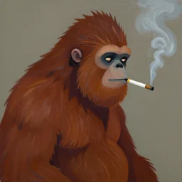 a greg manchess portrait panting of sasquatch smoking an e cigarette, medium shot, asymetrical, profile picture, organic painiting, matte paiting, bold shapes, hard edges, trending on artstation,