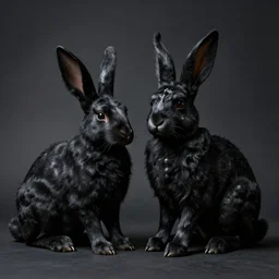 black metal rabbits with corpse paint, studio photography