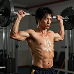 a man lifting weights, sport, epic, motivational, style of satoshi kon, style of jeff soto, style of peter mohrbacher