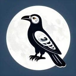 haida tlingit style art of the raven sitting on the moon