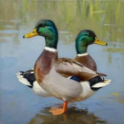 a duck on the prowl oil painting neil welliver