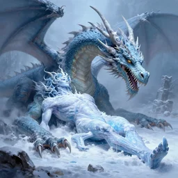 frozen corpse of a giant dragon, a fantasy digital painting by Greg Rutkowski and James Gurney, trending on Artstation, highly detailed
