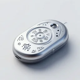 complex alien technology in the form of a small device, with strange symbols and buttons by michael deforge and vincent van gogh, style of art brut