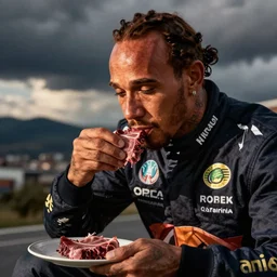 lewis hamilton eating meat